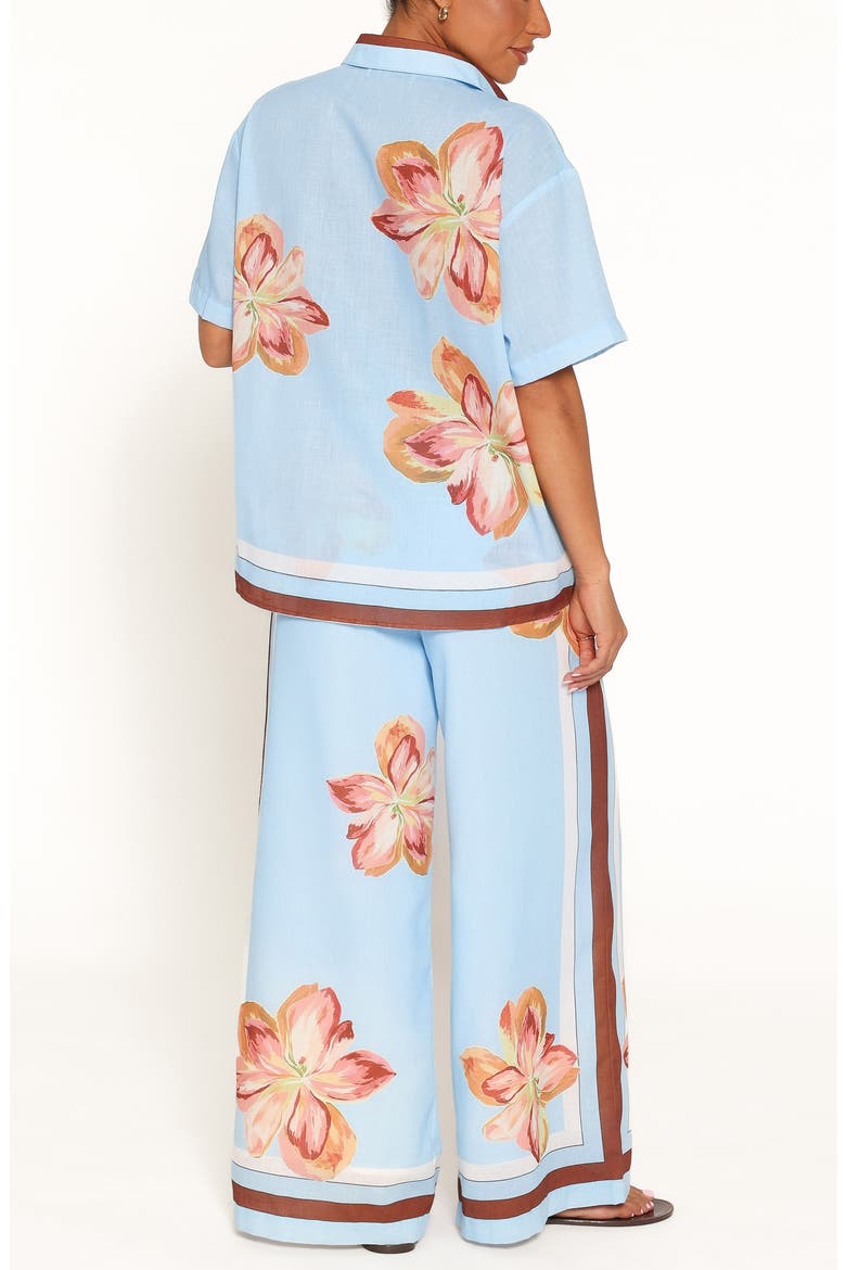 Fawn Button-Up Shirt & Pull-On Pants Set, Alternate, color, BLUE/ BROWN STRIPE/ FLORAL