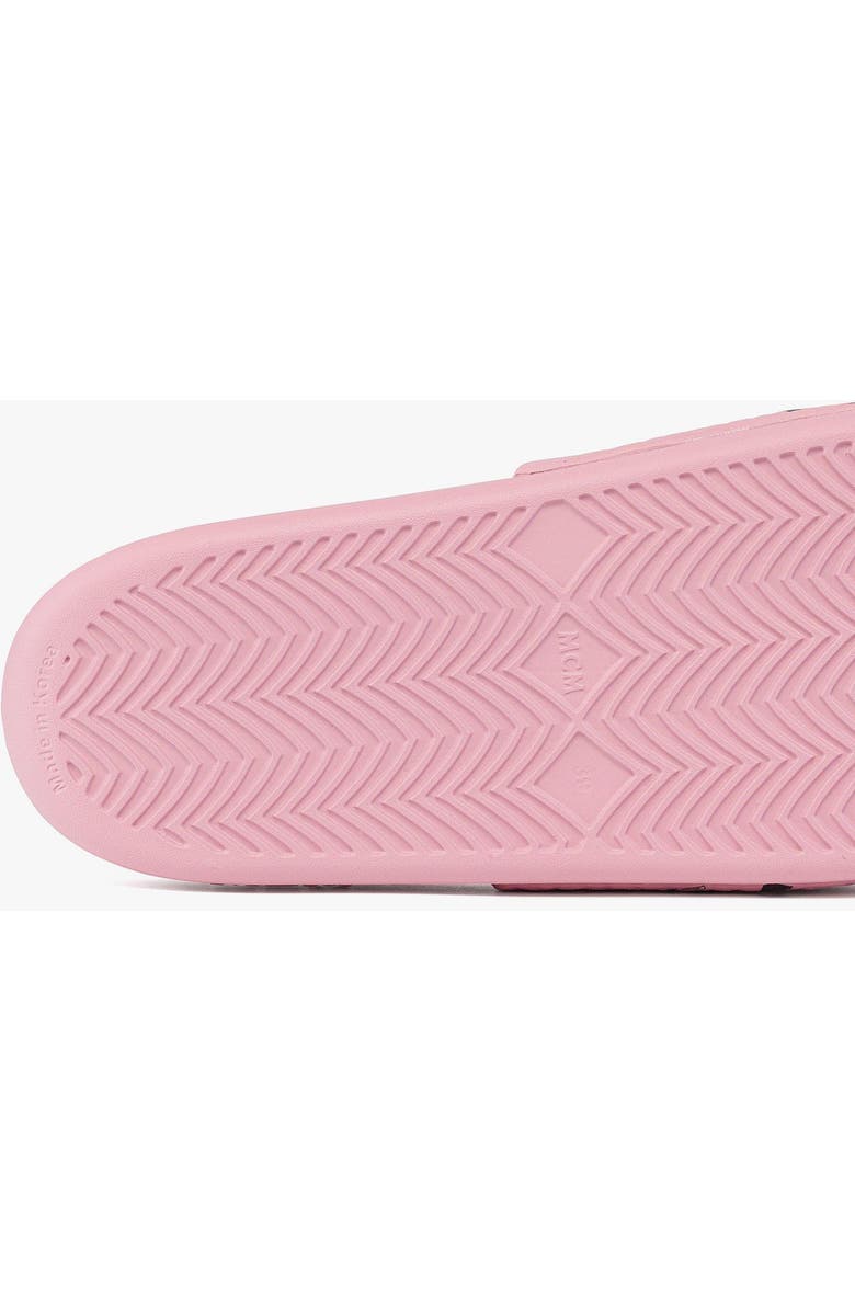 MCM Women's Monogram Print Rubber Slides, Alternate, color, Soft Pink