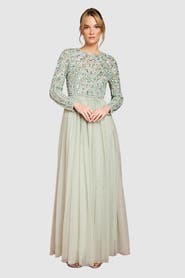 Coast Sequin Bodice Tulle Skirt Maxi Dress