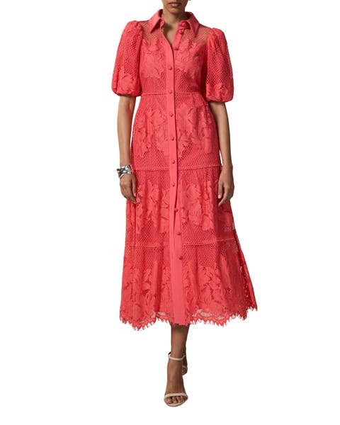 Lace Midi Shirt Dress