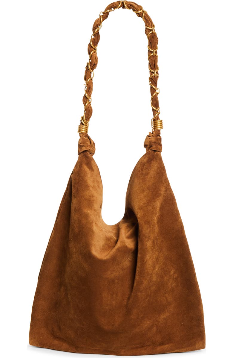 Saint Laurent Amalia Suede Shoulder Bag, Main, color, 2916 Orange Caramel Cogn