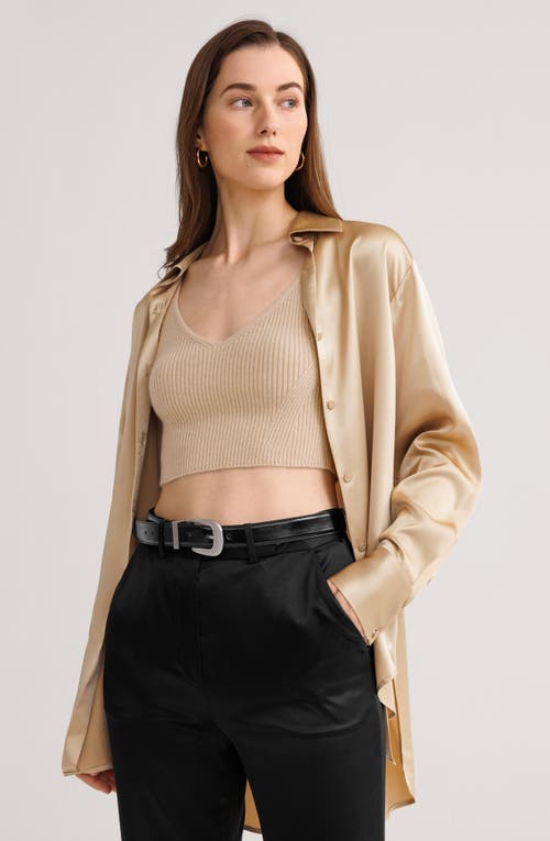 Lilysilk Oversize Style Silk Blouse In Brown