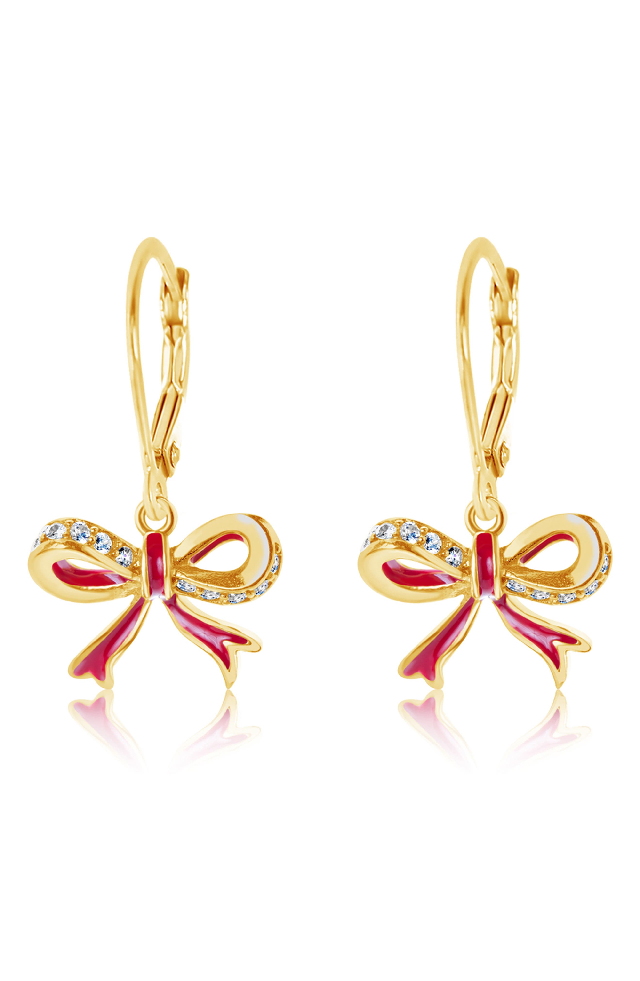 Chanteur Kids' Red Bow Lever-Back Earrings