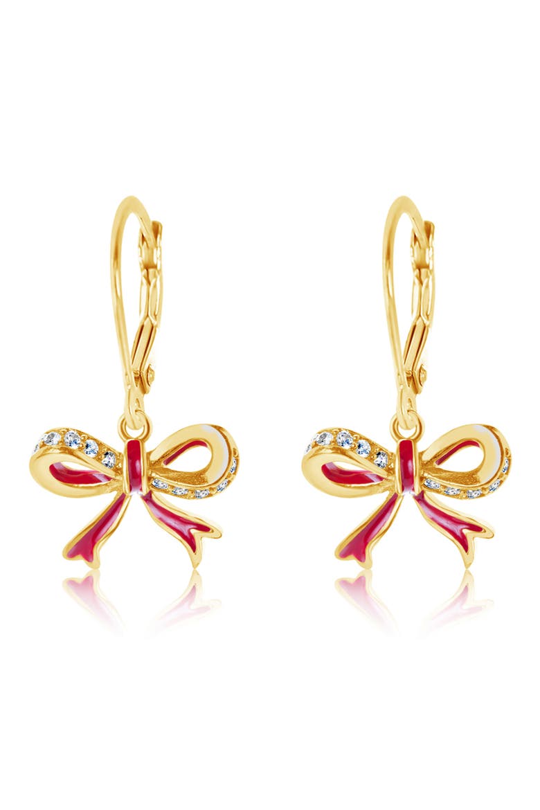 Kids' Red Bow Lever-Back Earrings, Main, color, RED