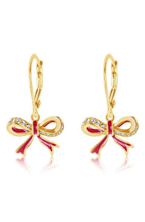 Kids' Red Bow Lever-Back Earrings