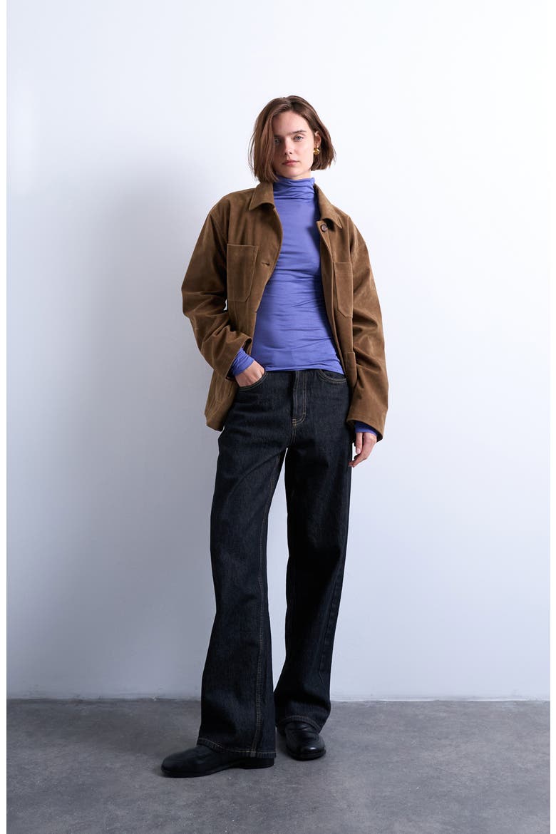Funnel Neck Long Sleeve Top, Alternate, color, PURPLE