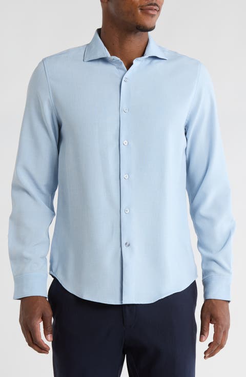 Solid Stretch Button-Up Shirt