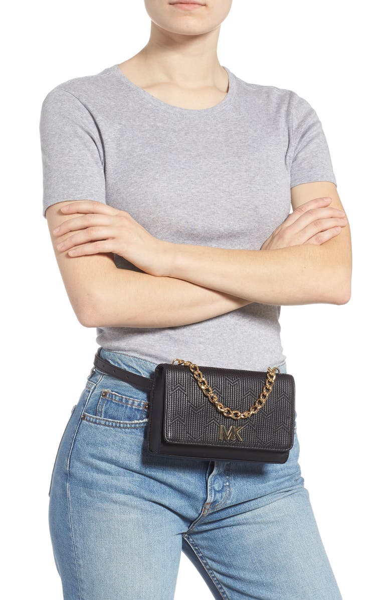 MICHAEL Michael Kors Deco M Quilted Leather Belt Bag, Alternate, color,