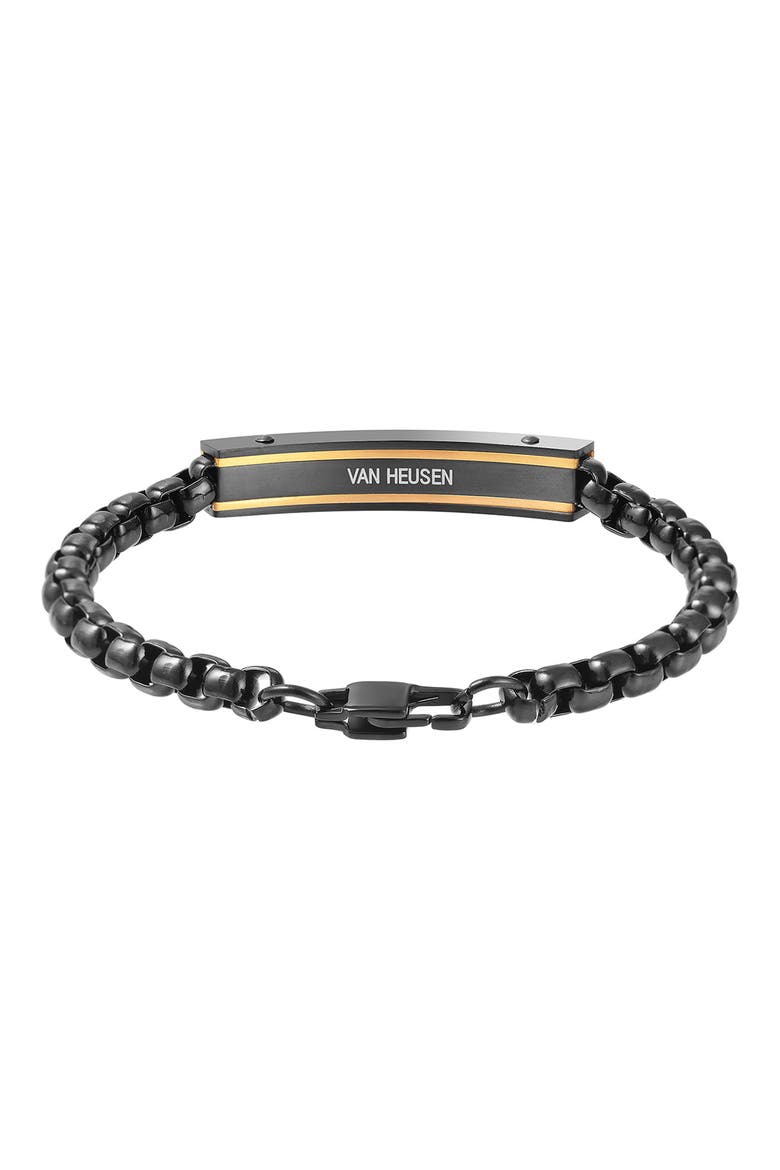 Men's ID Tag Box Chain Bracelet, Alternate, color, BLACK