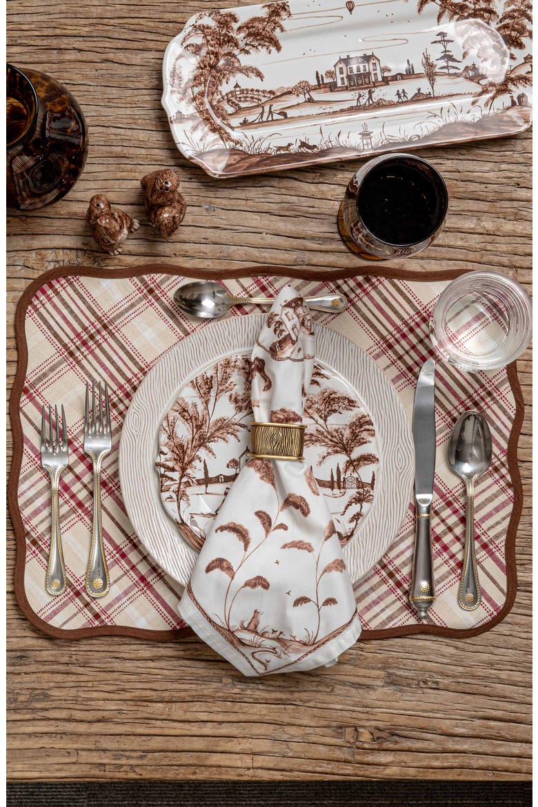 Harvest Tartan Set of 4 Placemats, Alternate, color, MULBERRY/ BROWN