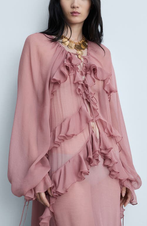 Shop Mango Royal Long Sleeve Ruffle Dress In Pink