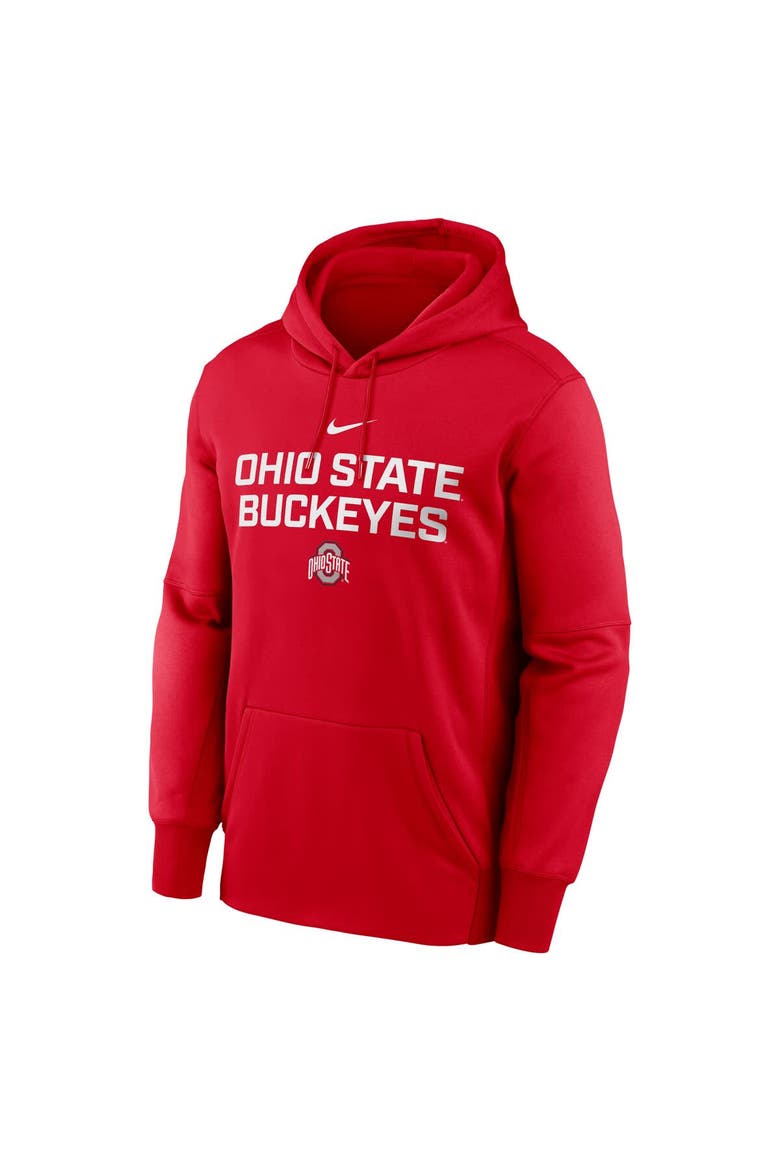 Men's Nike Scarlet Ohio State Buckeyes Team Stacked Performance Pullover Hoodie, Alternate, color, Scarlet