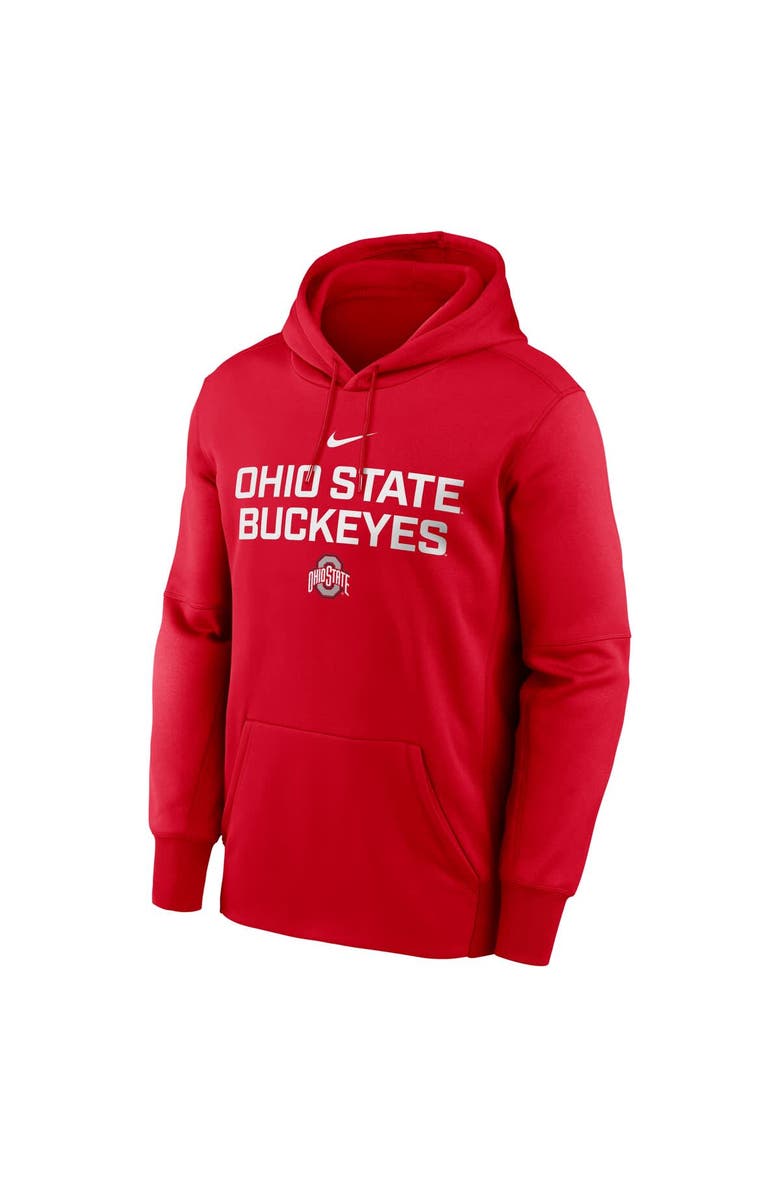 Nike Men's Nike Scarlet Ohio State Buckeyes Team Stacked Performance Pullover Hoodie, Alternate, color, Scarlet