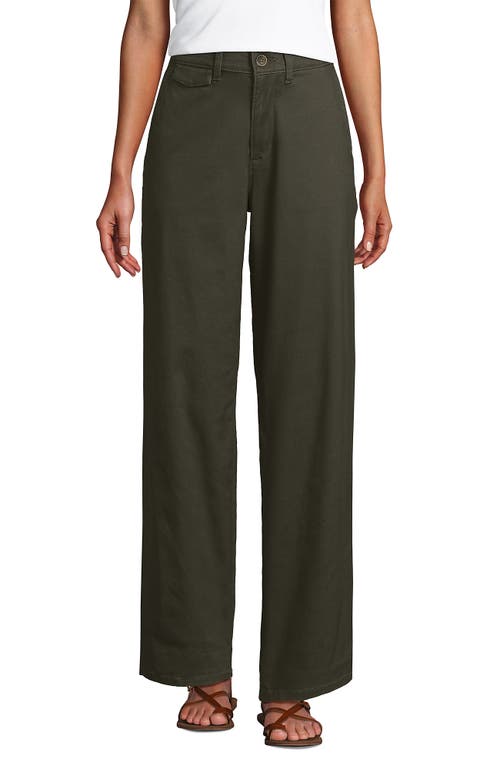 Lands' End Chino High Rise Rail Straight Leg Pants In Green