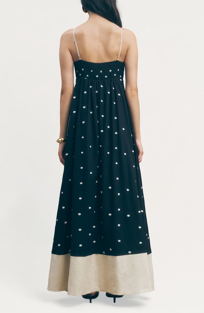MAUDE CLUB Jacky Polka Dot A-Line Dress, Alternate, color, Black Sand