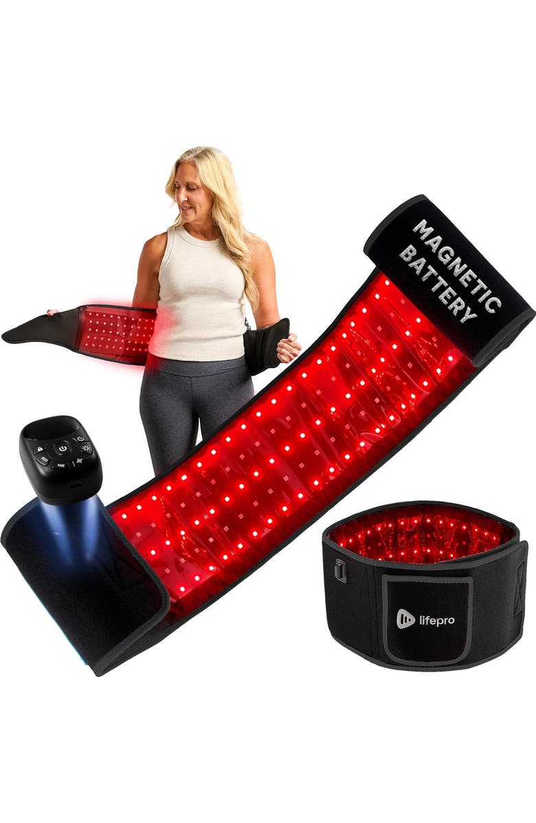 Lifepro Allevared Elite Red Light Therapy Belt 660nm & 850nm Rechargeable Infrared light, Main, color, Black