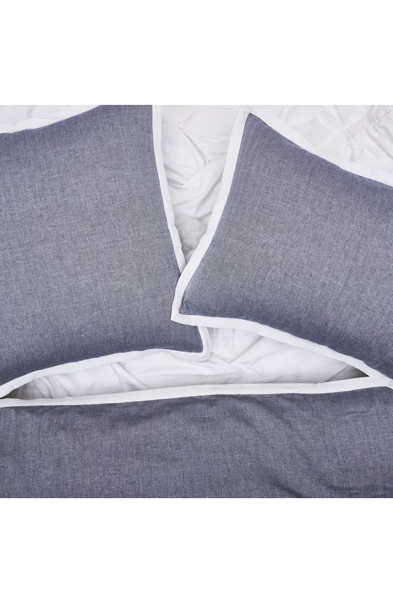 carol & frank Roscoe Indigo Mini Herringbone Pattern 100% Cotton Euro Sham w/ Flange 26" x 26", Alternate, color, Blue