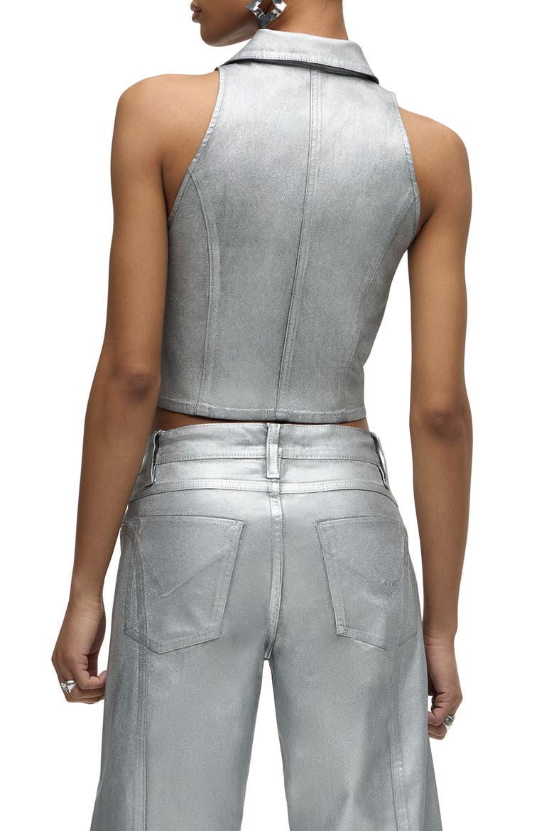Metallic Halter Vest, Alternate, color, MATTE SILVER FOIL