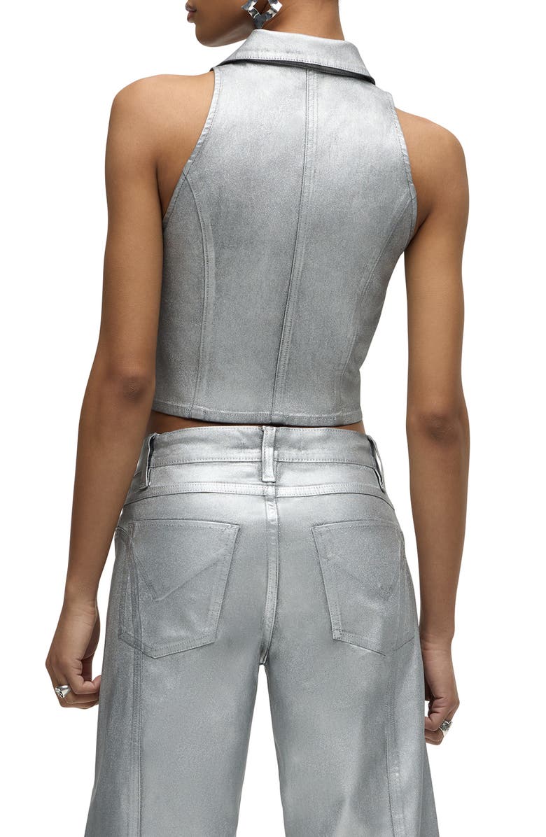 Hudson Jeans Metallic Halter Vest, Alternate, color, Matte Silver Foil