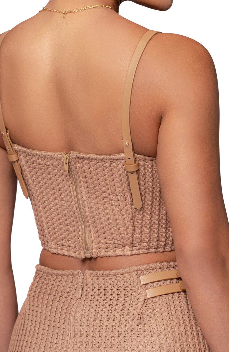 JLUXLABEL Harley Textured Faux Leather Corset Top, Alternate, color, Beige