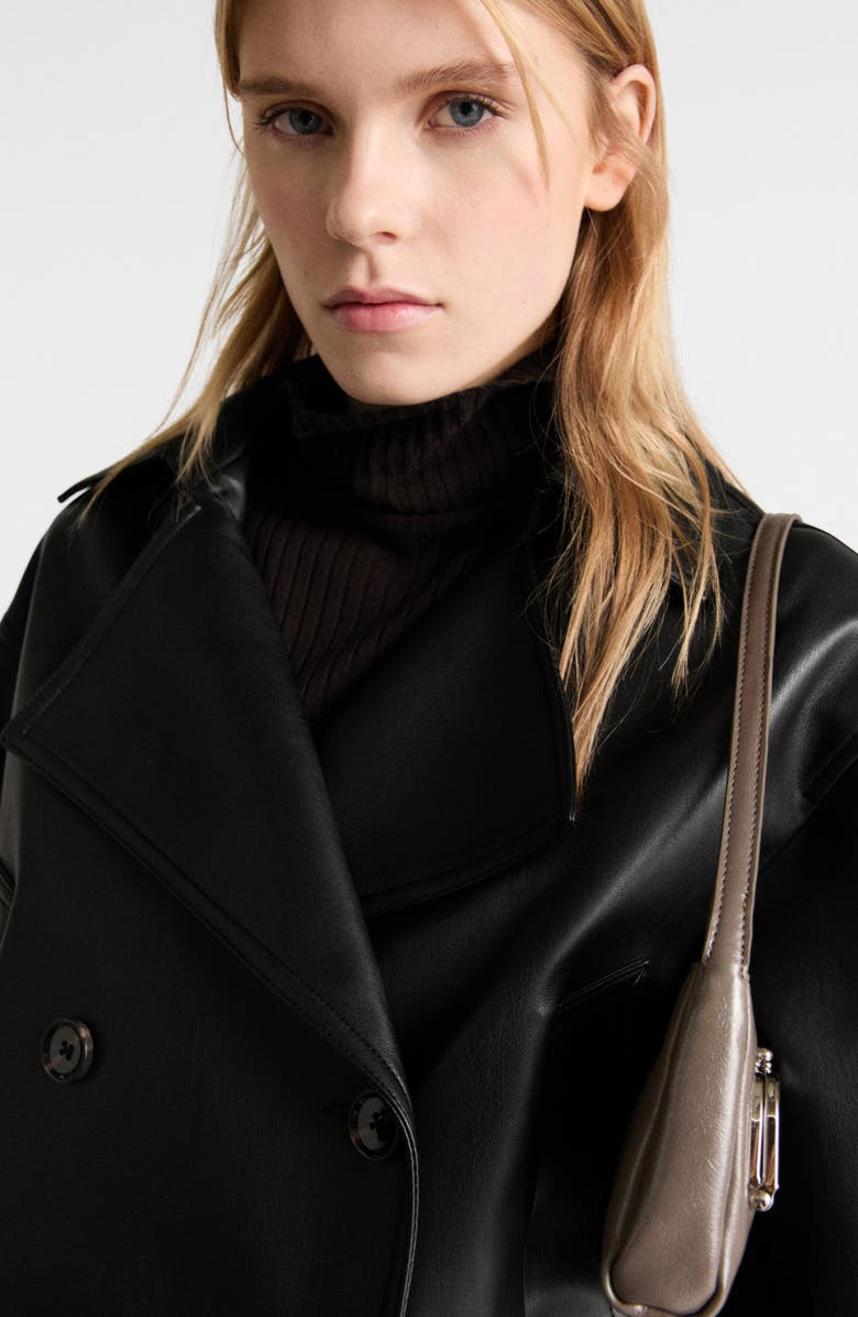 MANGO Double Breasted Faux Leather Jacket, Alternate, color, 