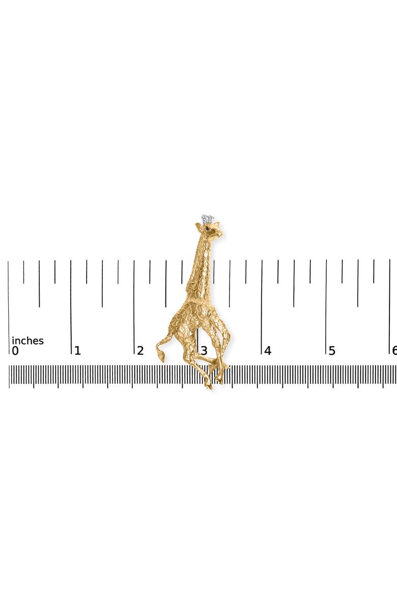 Haus of Brilliance 18K Yellow Gold Diamond Accent and Blue Sapphire Giraffe Pin Brooch, Alternate, color, Yellow