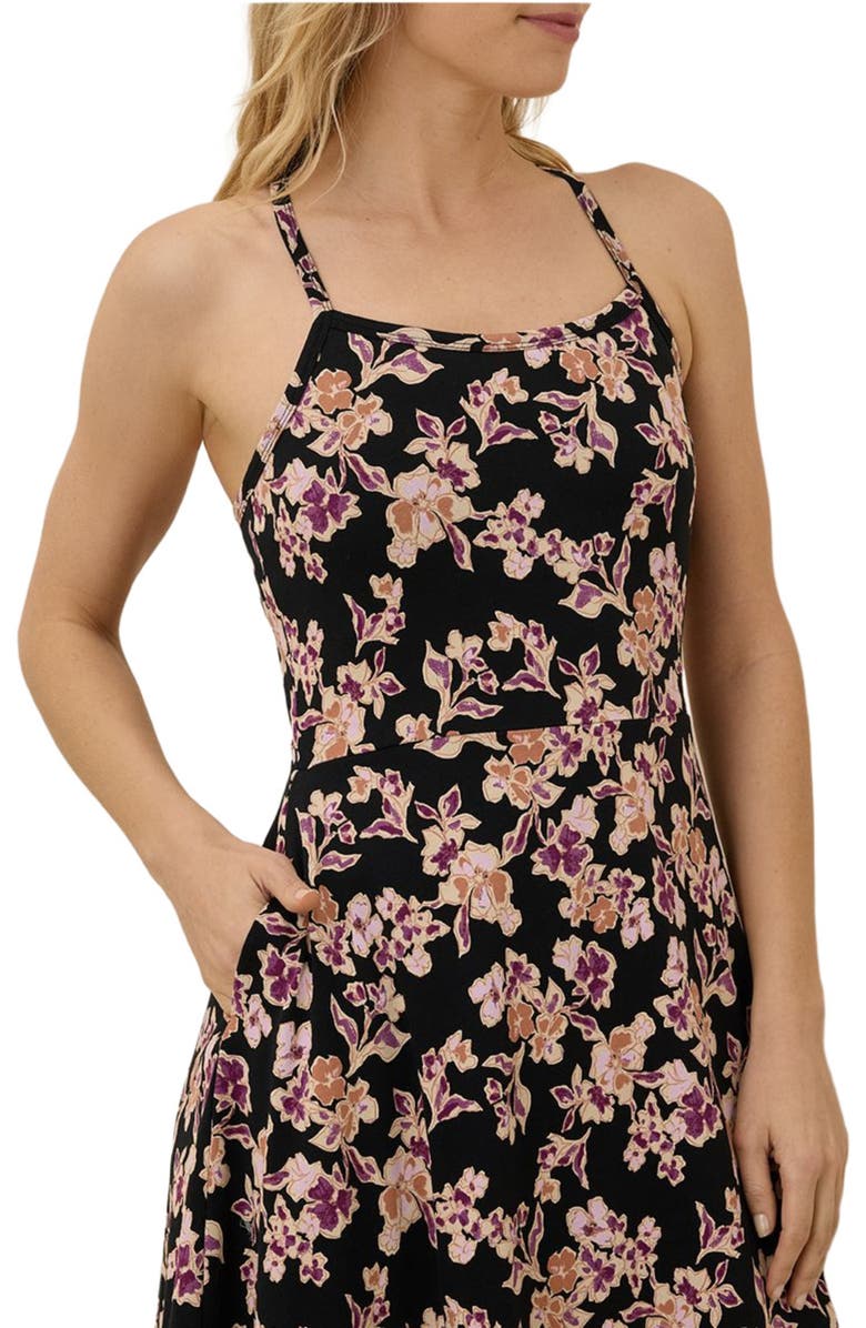 Pact Organic Cotton Fit & Flare Midi Dress, Alternate, color, Scattered Posies Black