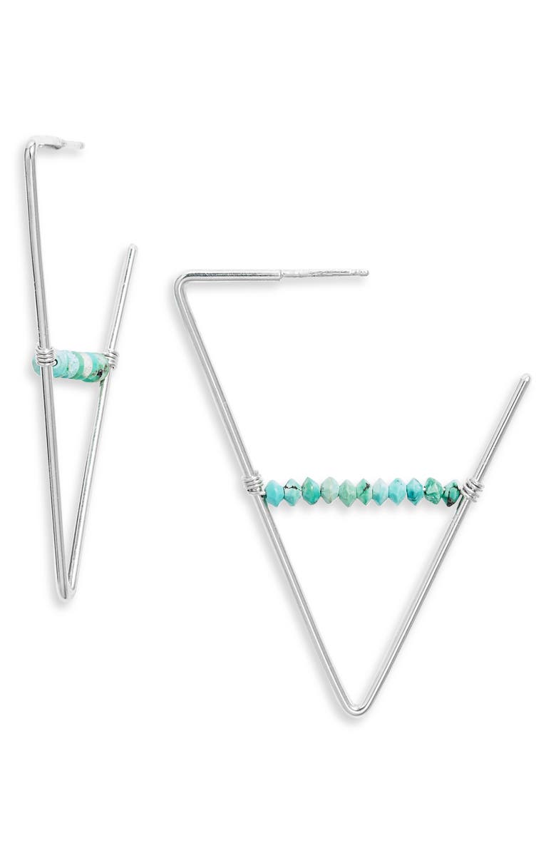 Nashelle Geo Beaded Hoop Earrings, Main, color, Sterling Silver