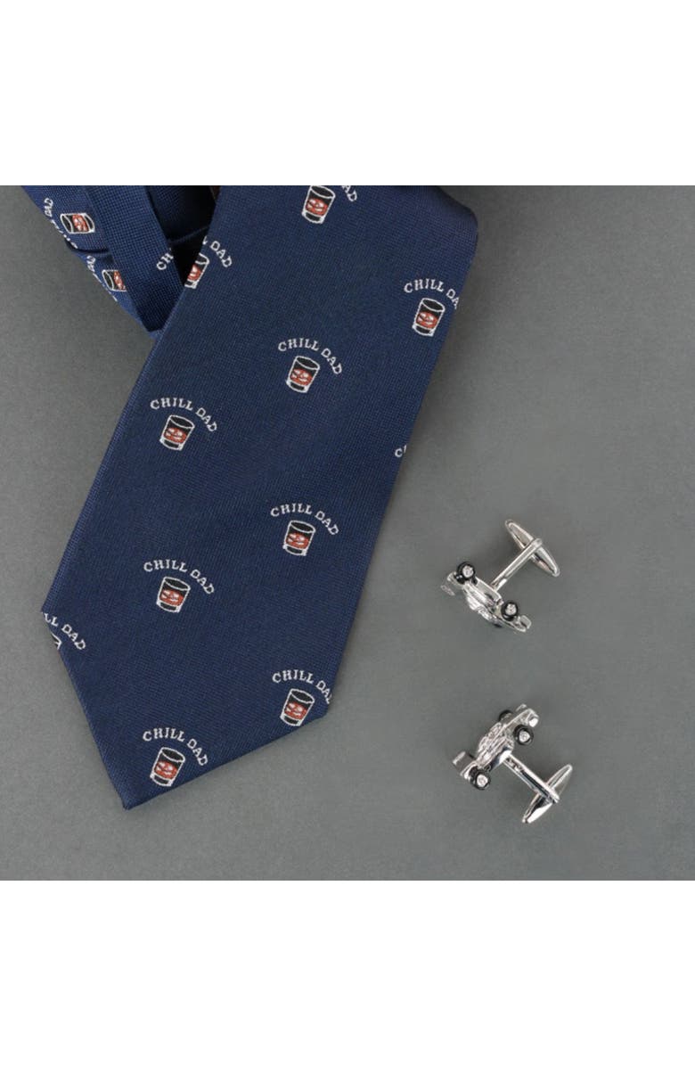 Trafalgar Chill Dad Novelty Silk Necktie, Alternate, color, Navy