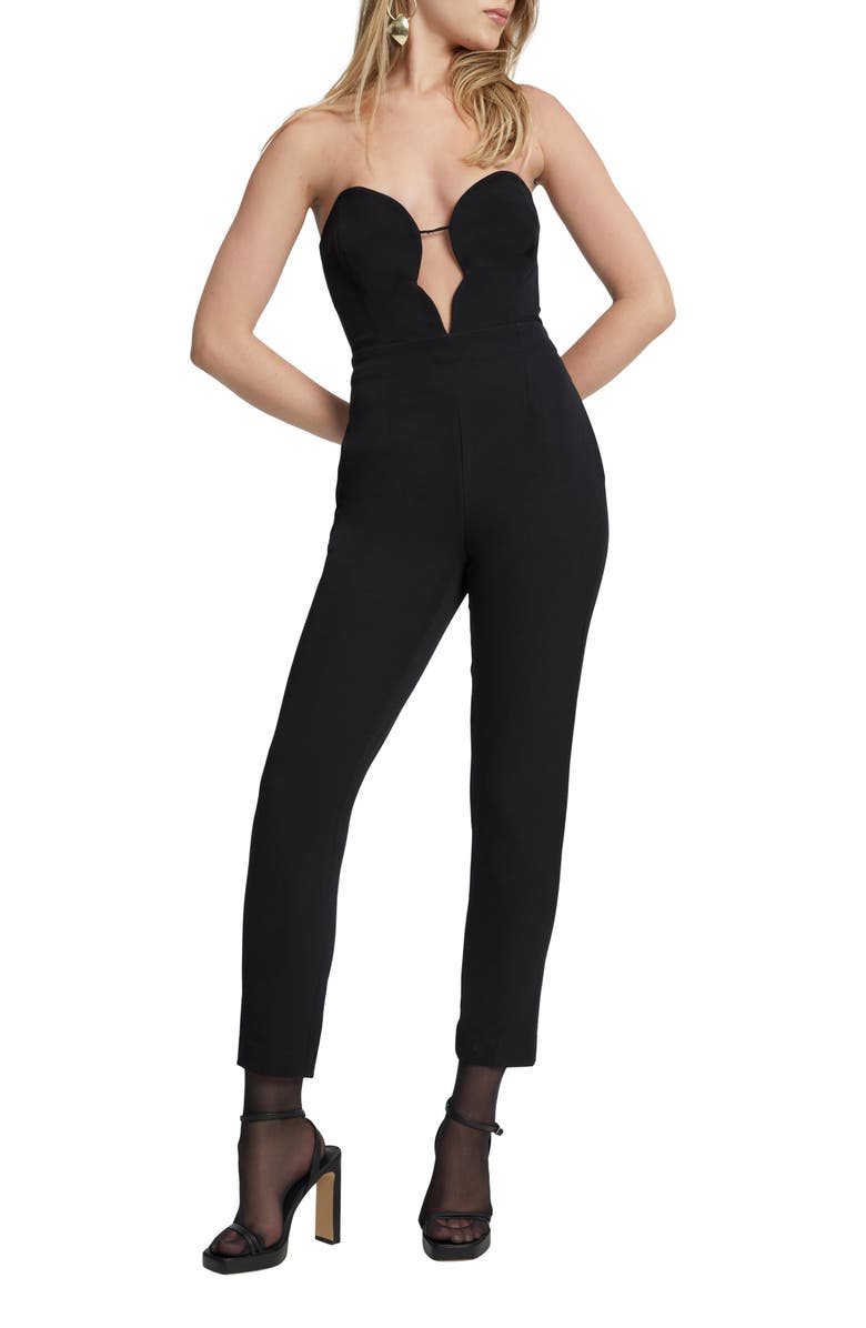 Bardot Eleni Strapless Plunge Neck Jumpsuit, Main, color,