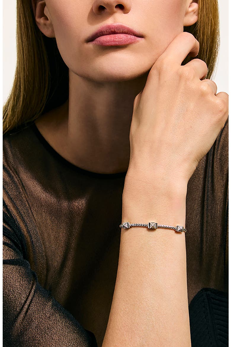 Icon Stud Pavé Diamond Bracelet, Alternate, color, SILVER