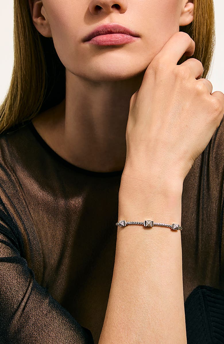 John Hardy Icon Stud Pavé Diamond Bracelet, Alternate, color, Silver