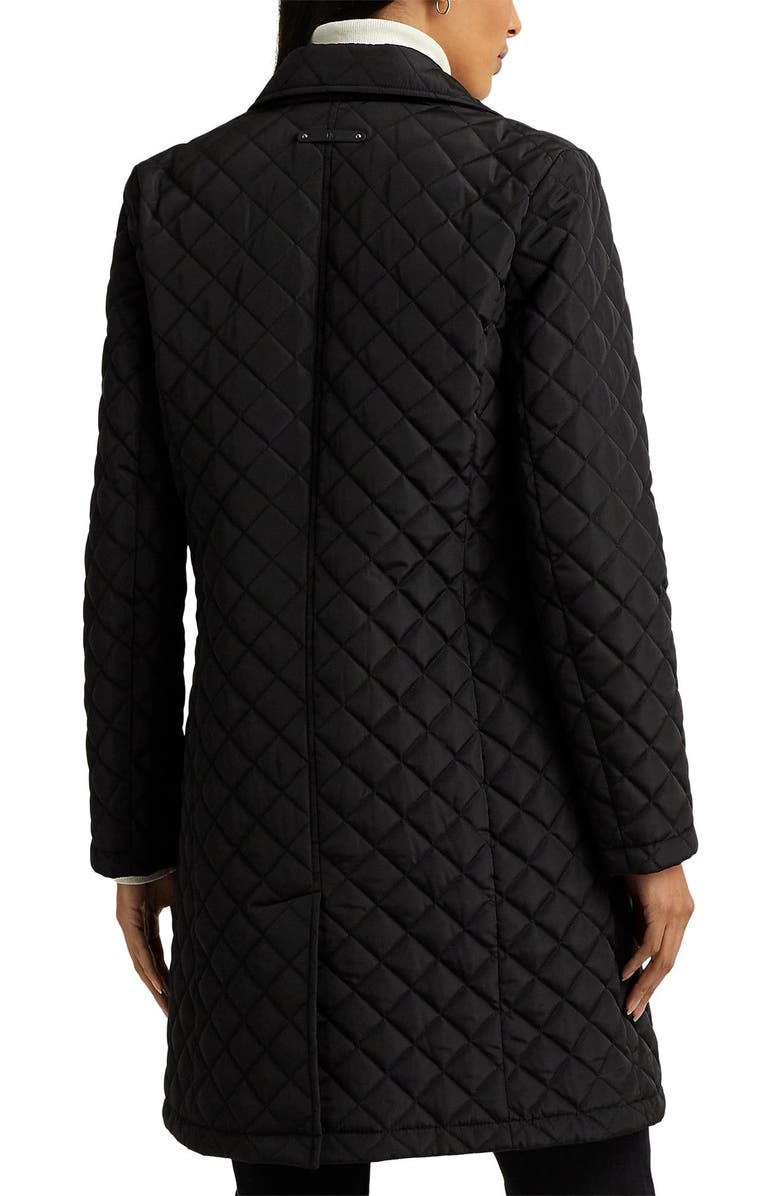 Lauren Ralph Lauren Crest Embroidered Quilted Double Breasted Coat, Alternate, color,