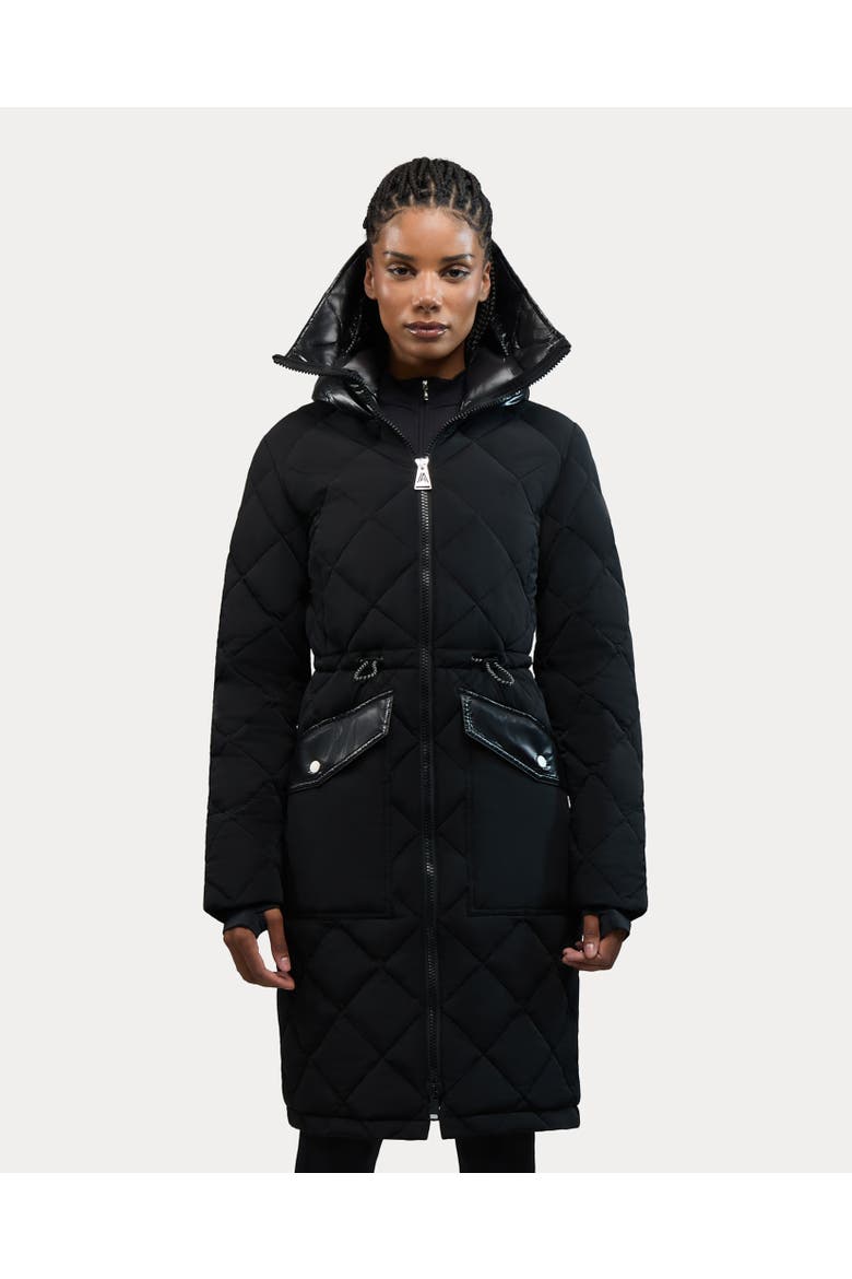 Arly Elongated Hybrid Lightweight Puffer Coat, Main, color, Black