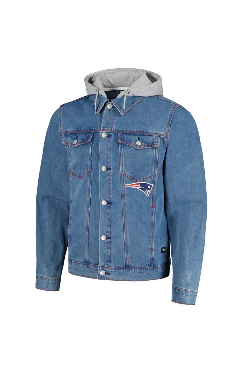 THE WILD COLLECTIVE Men's The Wild Collective New England Patriots Hooded Full-Button Denim Jacket, Alternate, color, 