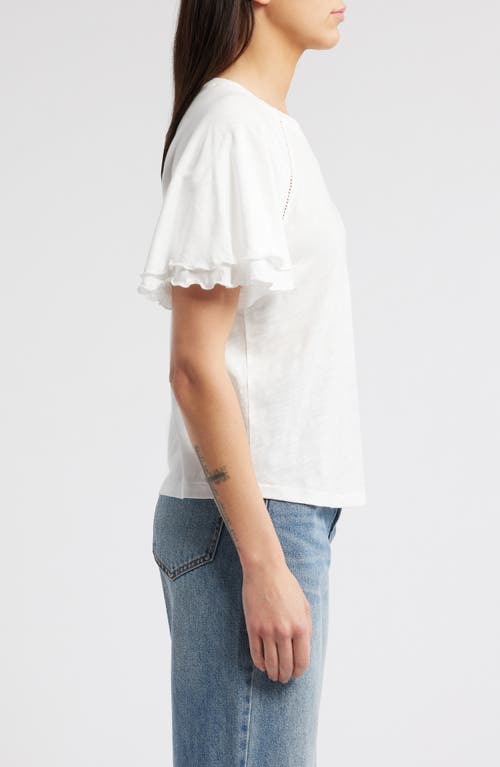 Wit & Wisdom Flutter Sleeve Top In Off White
