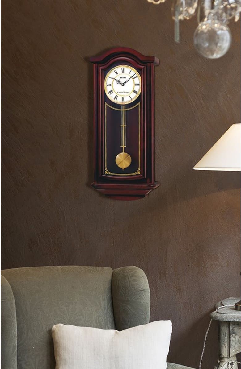 Seiko Classic Mahogany Pendulum Chime Clock, Alternate, color, Brown