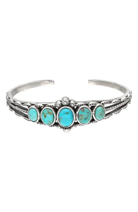 Sterling Silver Bezel Set Turquoise Cuff Bracelet