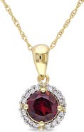 Julianna B. Gemstone & Diamond Halo Necklace 10K