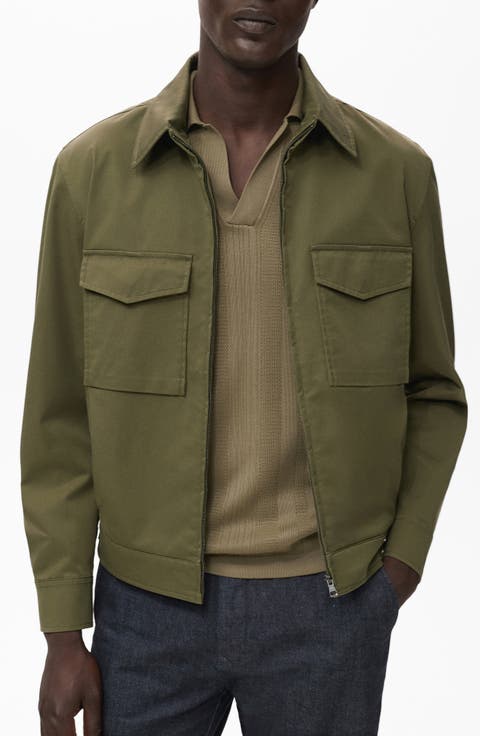 Cotton Blend Twill Zip Jacket