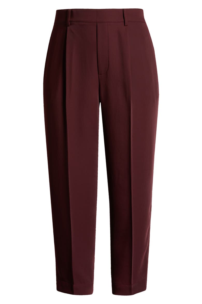 Pleated Tapered Pants, Alternate, color, PLUM WINE