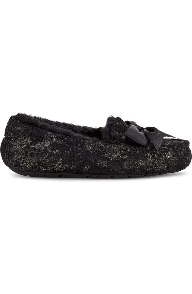UGG<sup>®</sup> UGG Ansley Bow Glimmer Faux Fur Lined Slipper, Alternate, color,