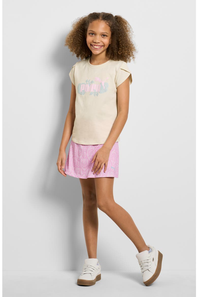 Kids' Graphic Tee & Skort Set, Alternate, color, TAN COMBO