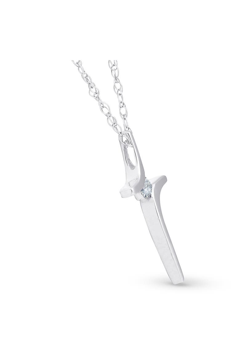 Solitaire Diamond Cross Pendant Round Solitaire 10K Gold, Alternate, color, 10k White Gold