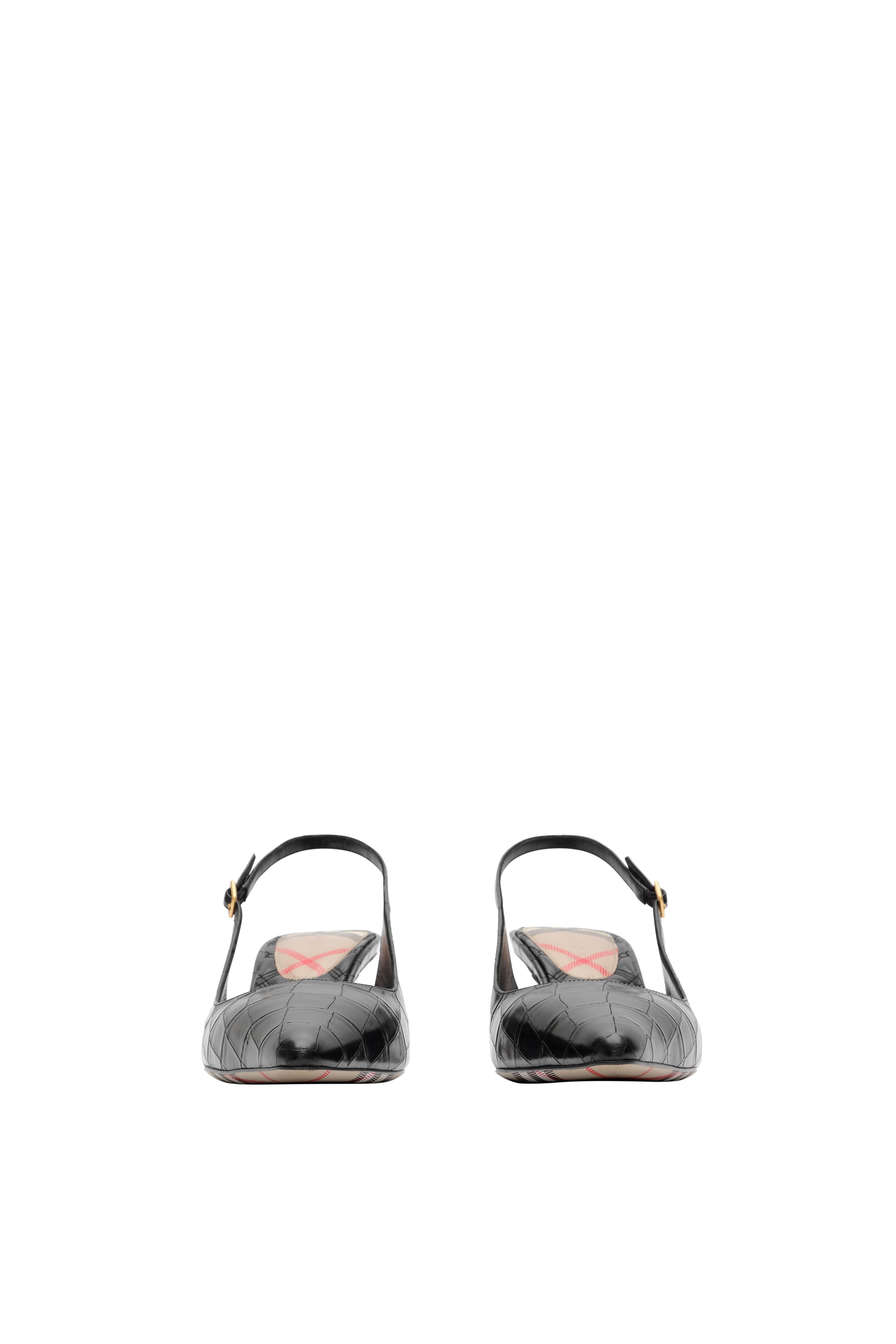 Crocodile-effect Leather Dame Slingback Pumps, Alternate, color, Black
