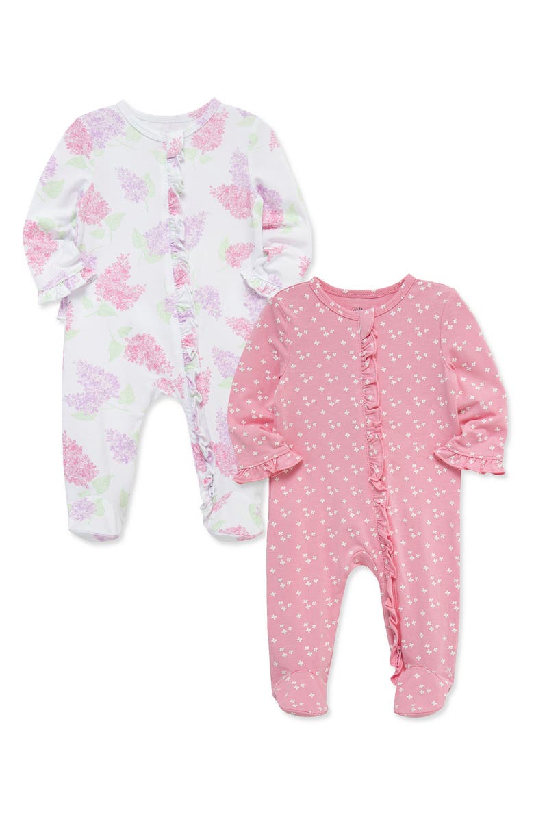Little Me Lilacs Pack of 2 Footies, Alternate, color, Pink