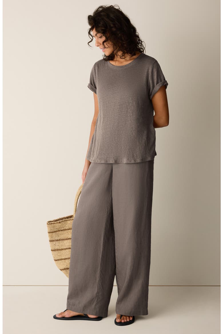 Organic Linen Crewneck T-Shirt, Alternate, color, WALNUT