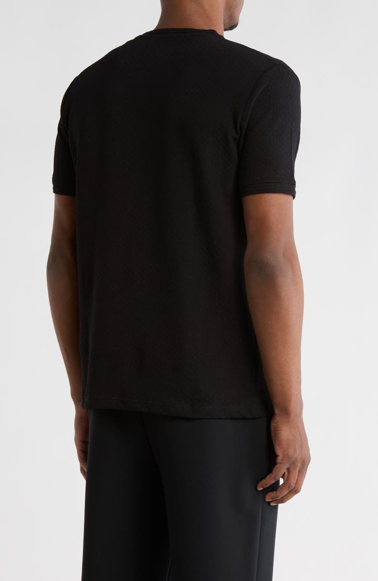 DENIM AND FLOWER Solid Crewneck Textured T-Shirt, Alternate, color, Black