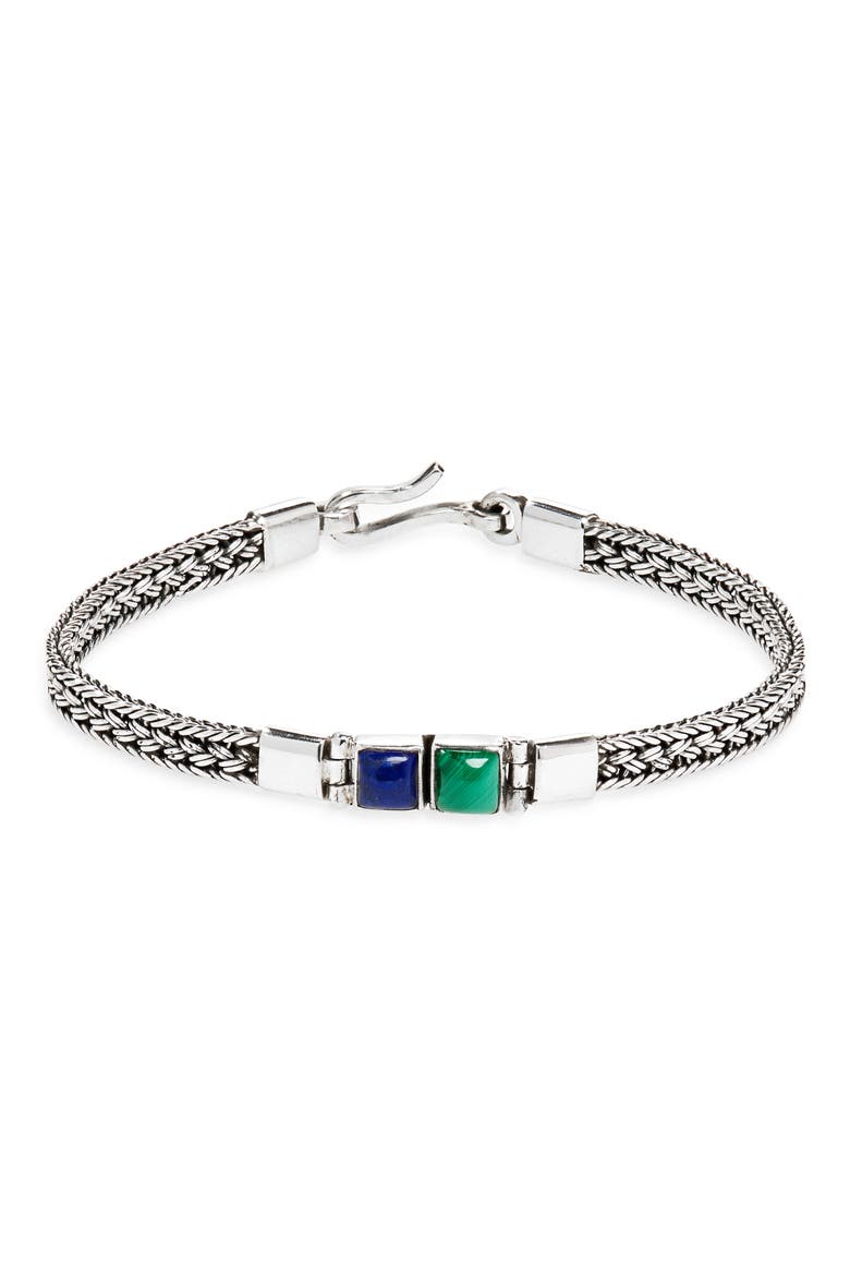 Artisan Colorblock Cabochon Bracelet, Main, color, LAPIS MALACHITE