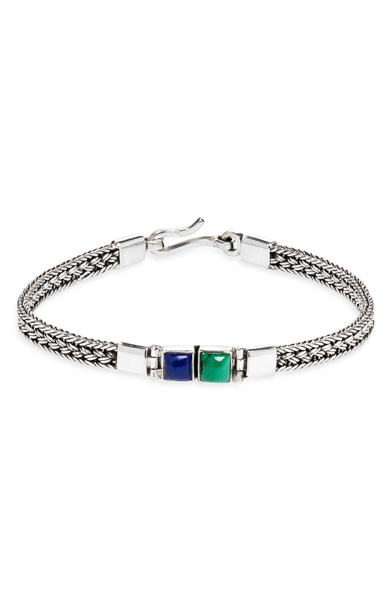 Caputo & Co. Artisan Colorblock Cabochon Bracelet, Main, color, Lapis Malachite